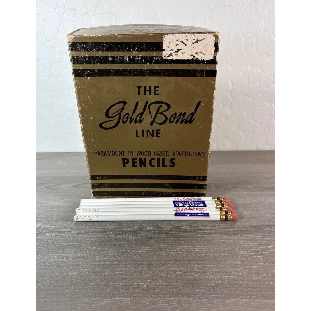 Vintage Gold Bond Line Paramount Wood Cased Advertising Pencils Chicago Tribune